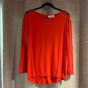 Women's Orange Cold Shoulder Top
